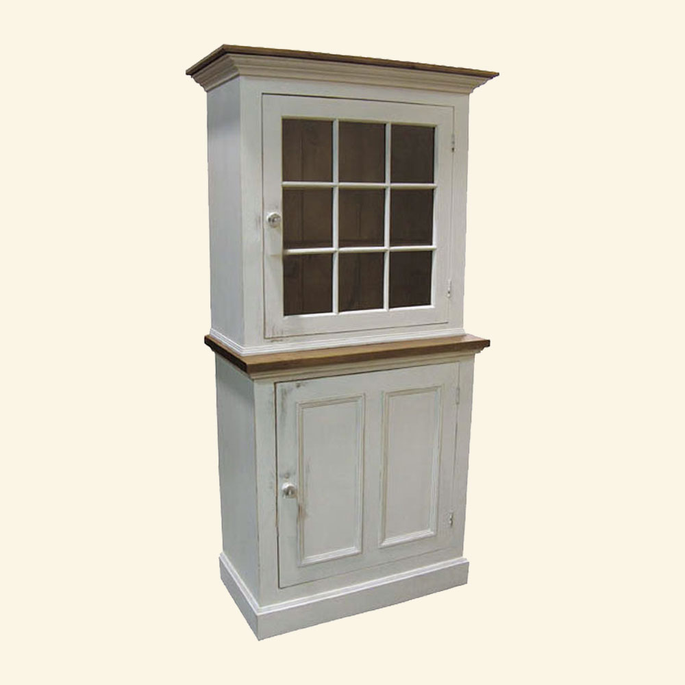 French Country Single Glass Door Cupboard painted white