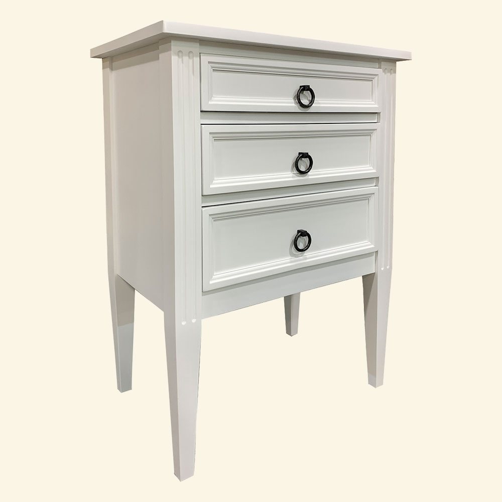 French Country Three Drawer Nightstand