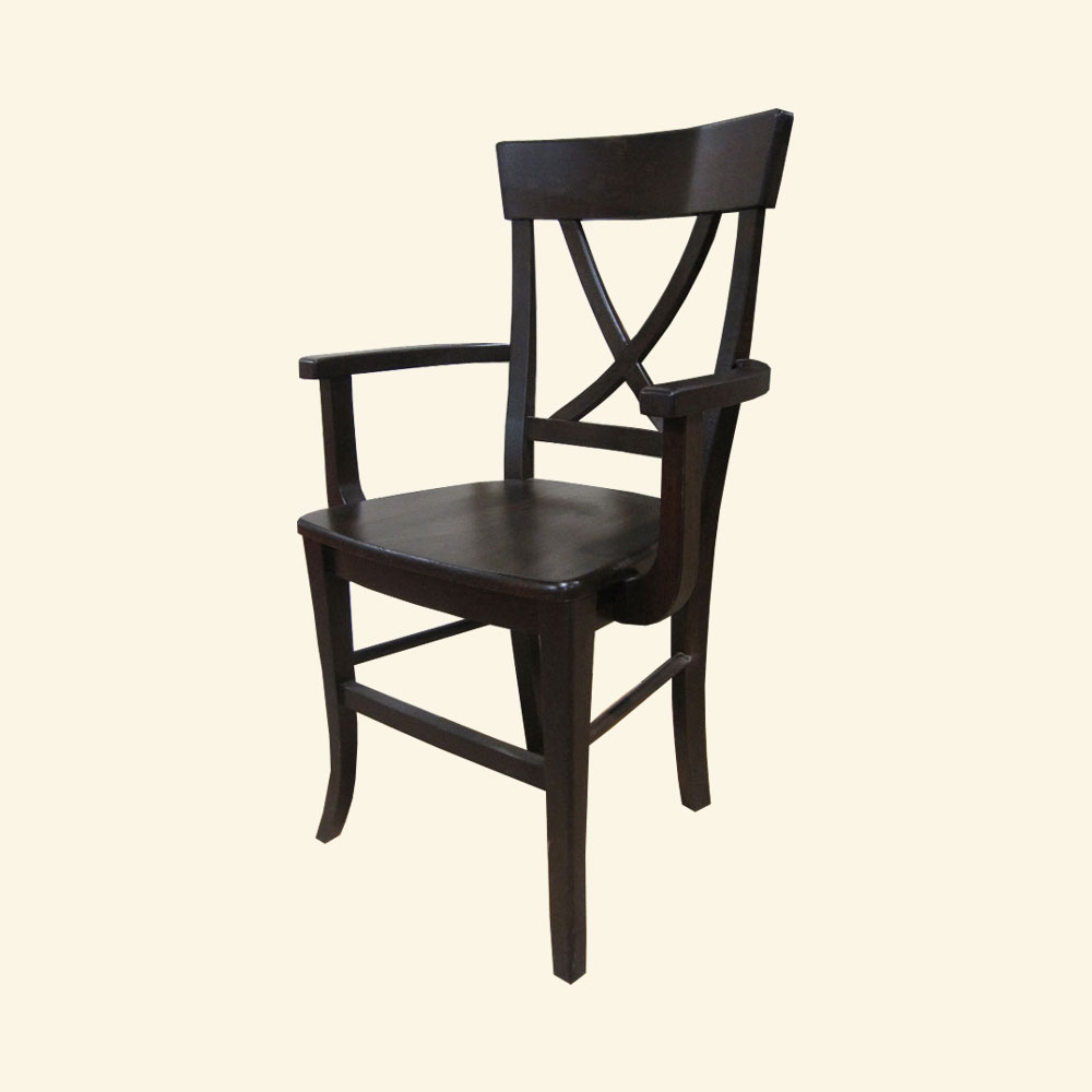 French Country X Back Arm Chair, Black paint