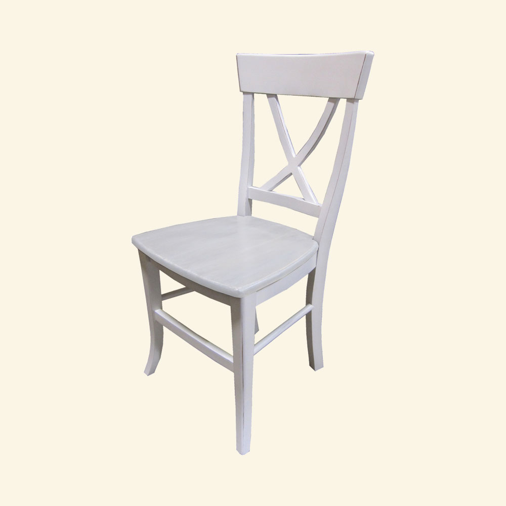French Country X Back Side Chair, Sturbridge White paint