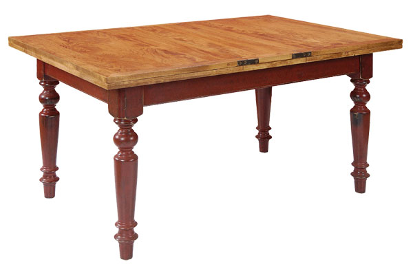French Country Butterfly Farm Table, Barn Red with Natural top