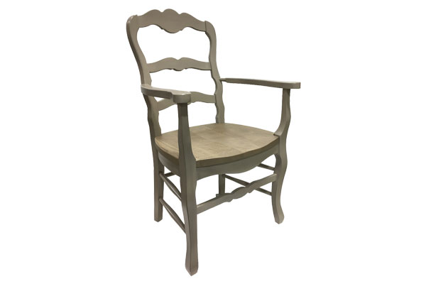 Country French Ladderback Arm Chair with Millstone paint