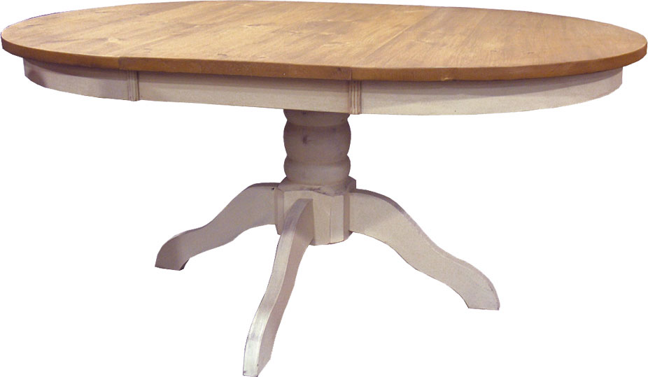 French Country 48 inch Round Pedestal Table with extensions