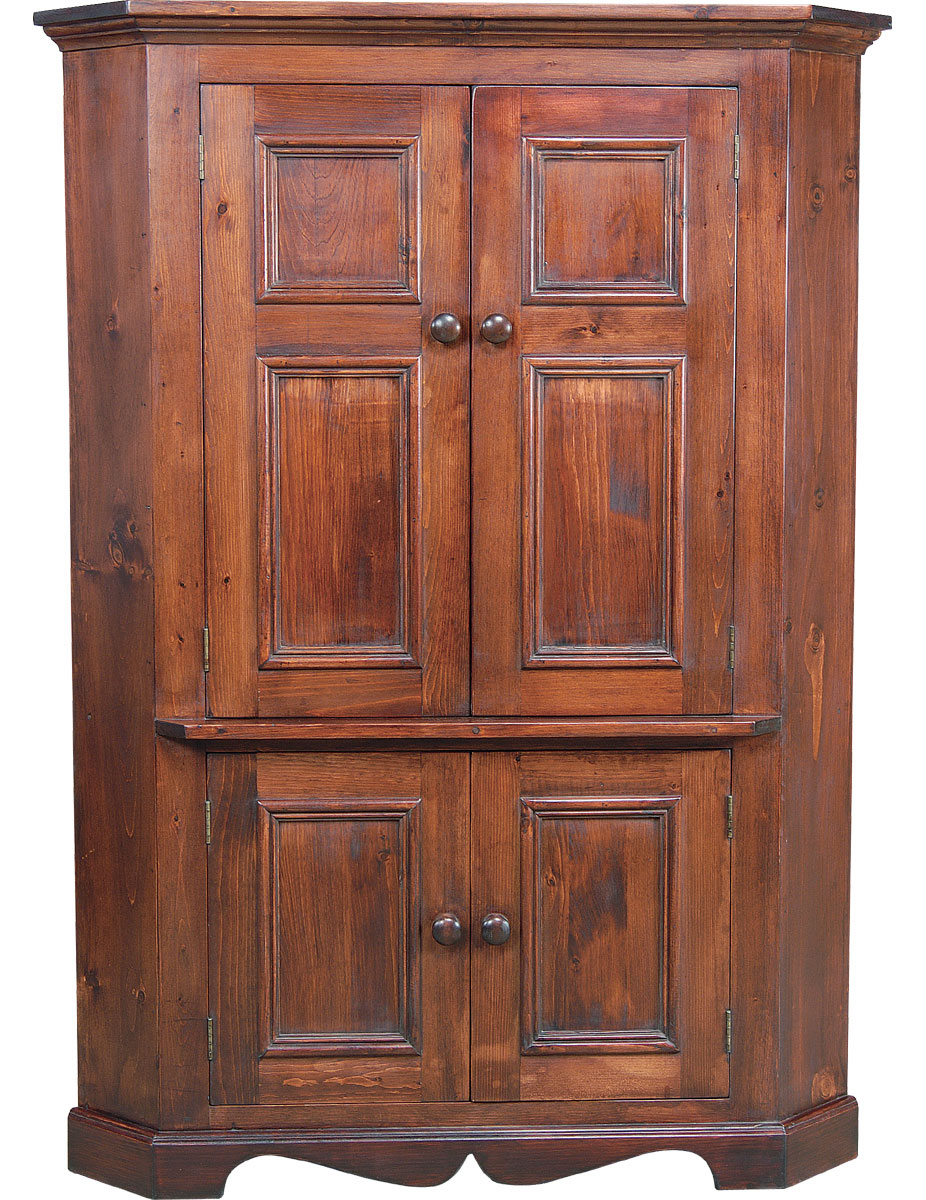 French Country Corner TV Armoire stained