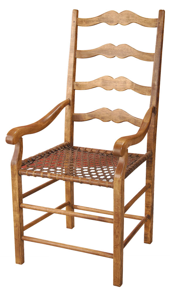 French Country ladderback arm chair stained