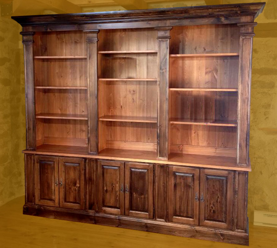 French Provincial Bookcase Wall Unit stained