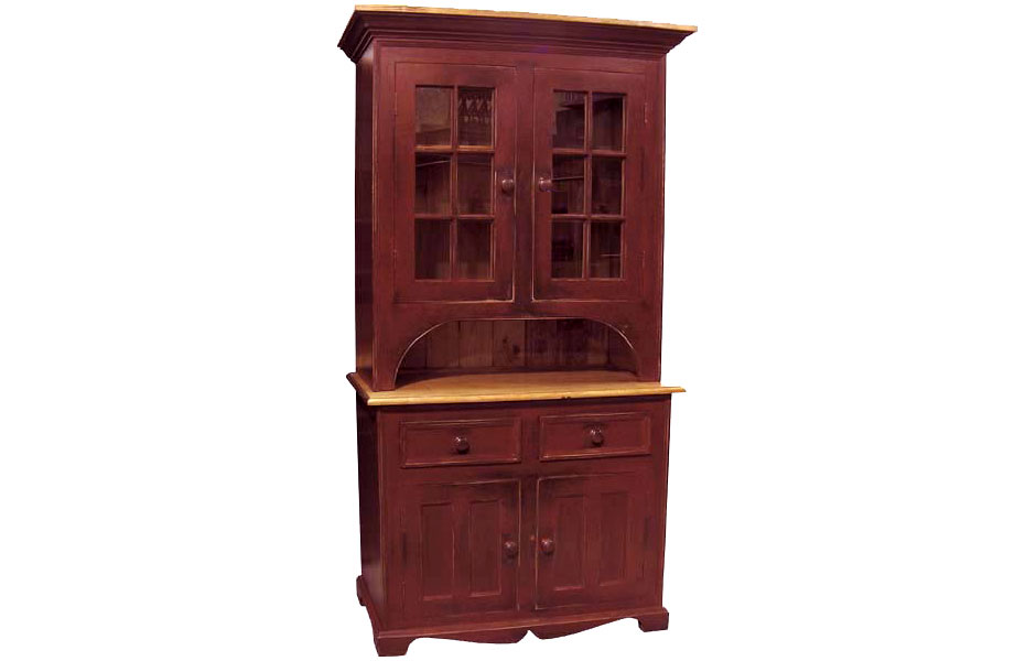 2 Glass Door Stepback Cupboard Kate Madison Furniture 2 Glass Door Cupboard Finished In Barn Red