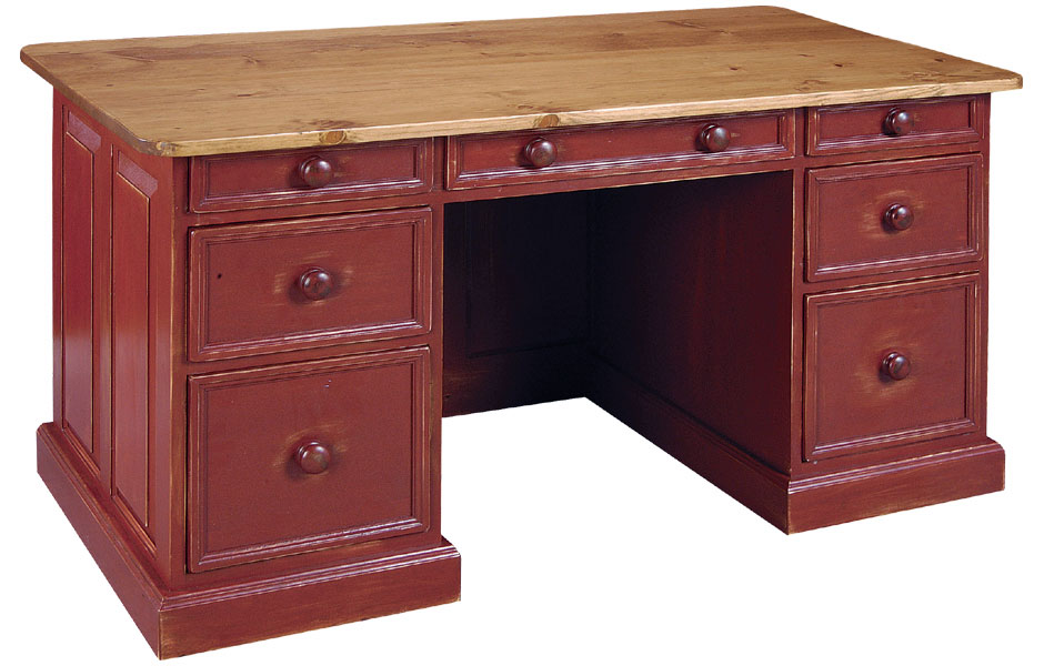 French Country Executive Desk Office Furniture Executive Desk With Cranberry Paint And Natural Stain Top