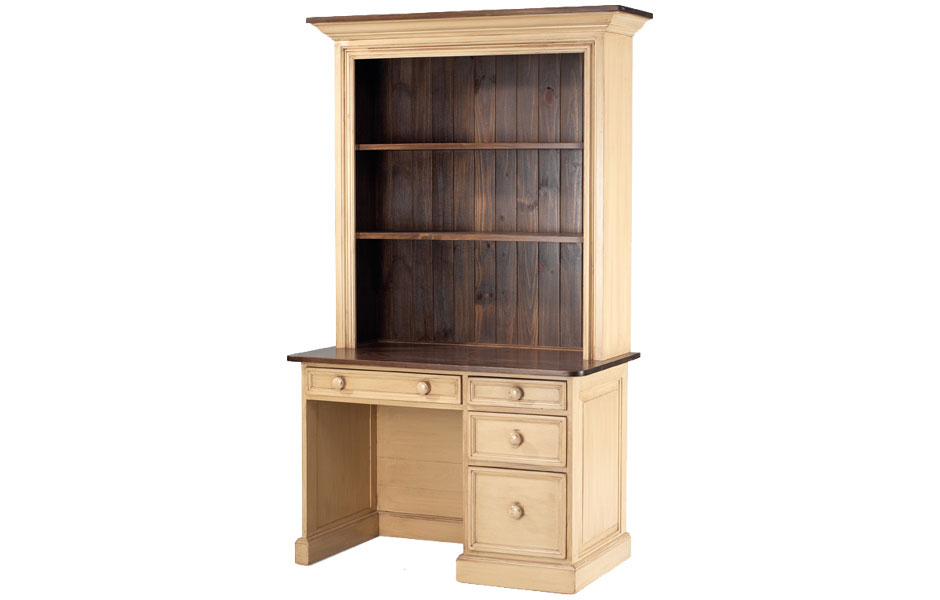 French Country Student Desk With Open Shelf Hutch Student Desk Open Hutch With Ermilk And Walnut Stain