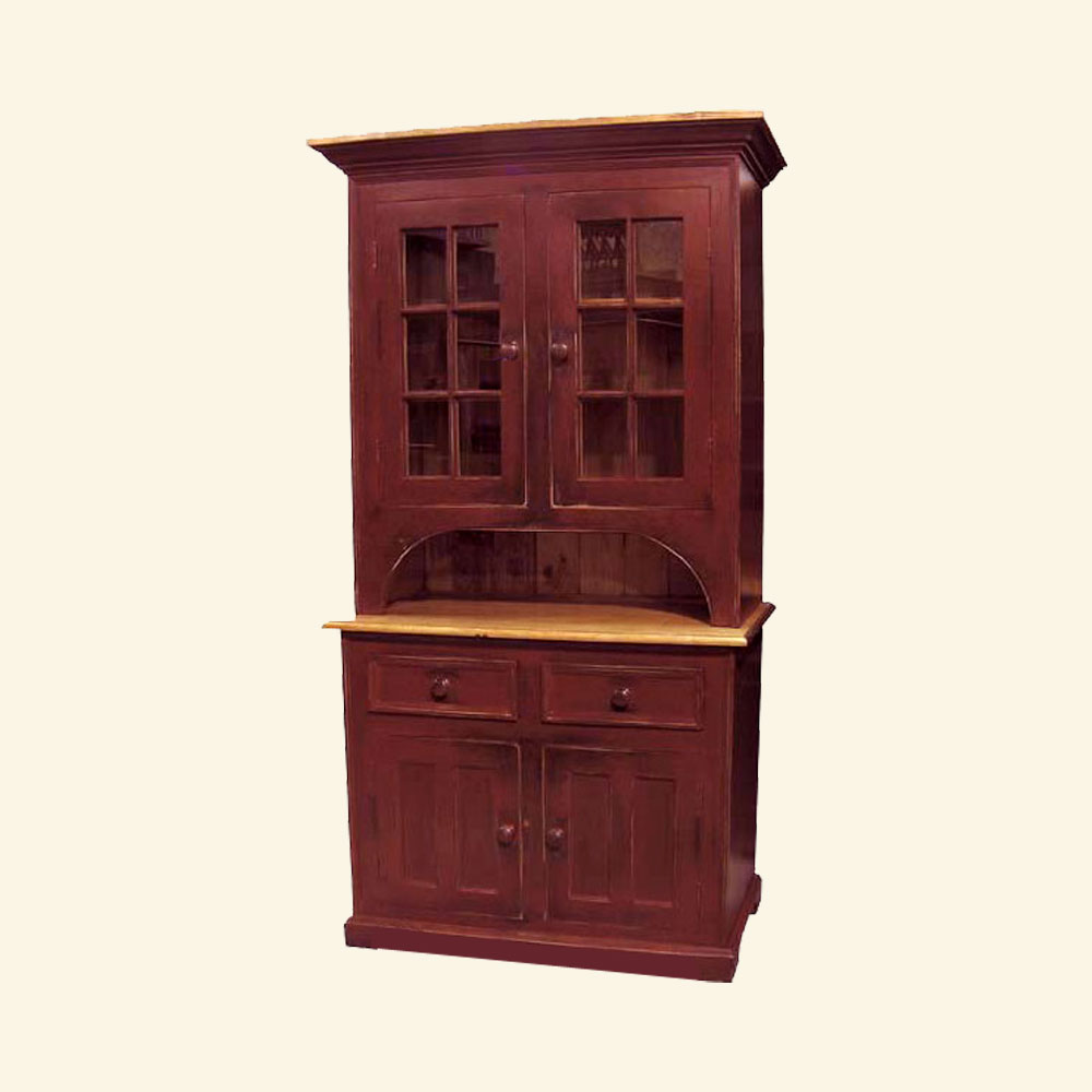 French Country 2 Door Open Cupboard painted Red
