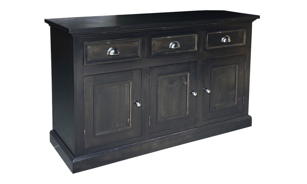 French Country Three Door Sideboard stained Ebony