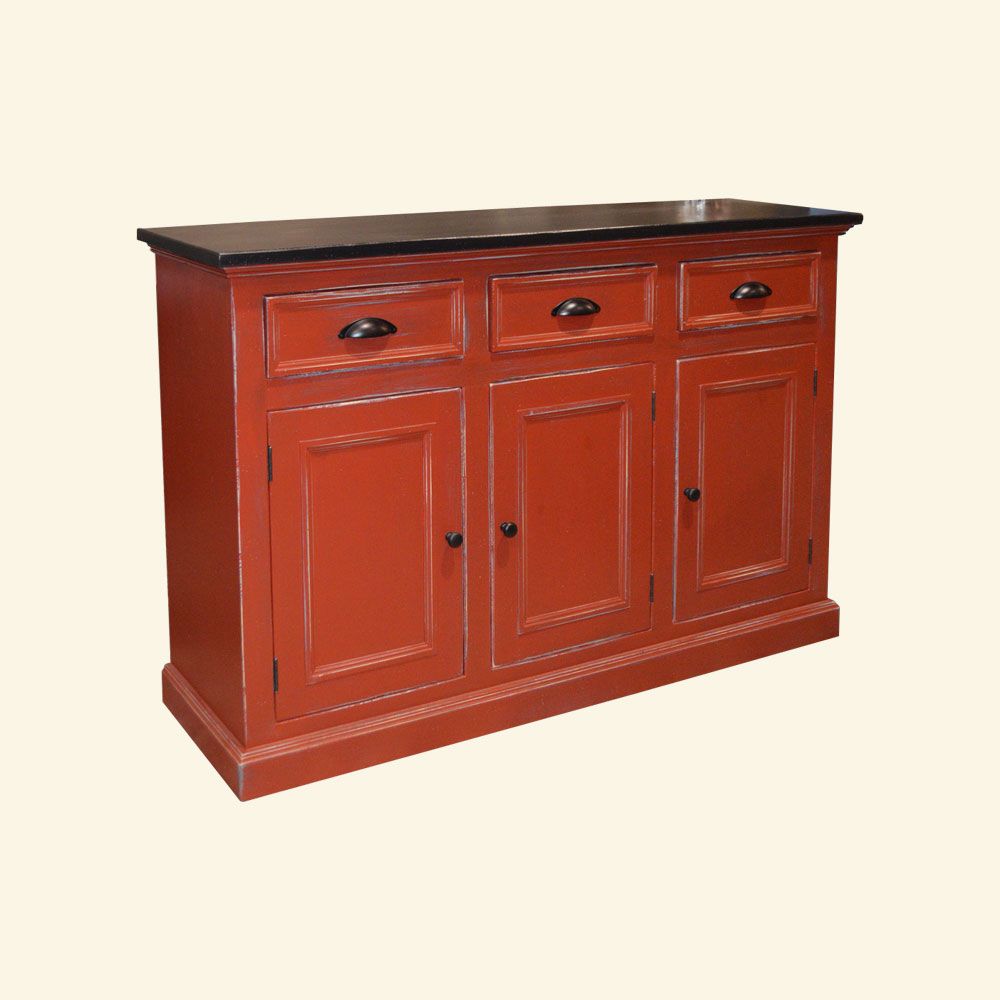 French Country Three Door Sideboard painted Fort York Red
