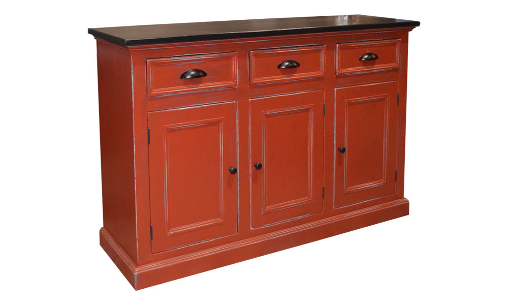 French Country Three Door Sideboard painted Fort York Red