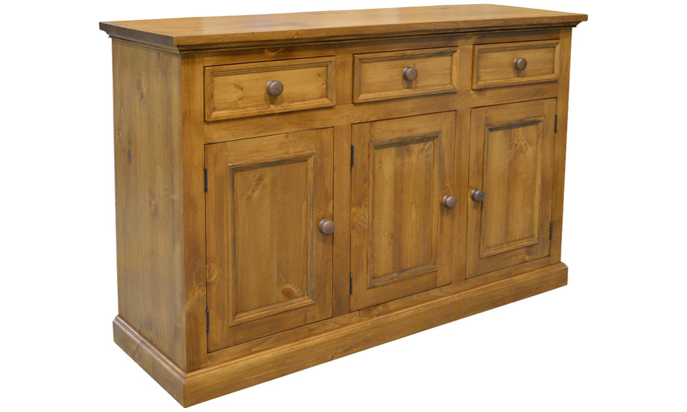 French Country Three Door Tall Sideboard stained