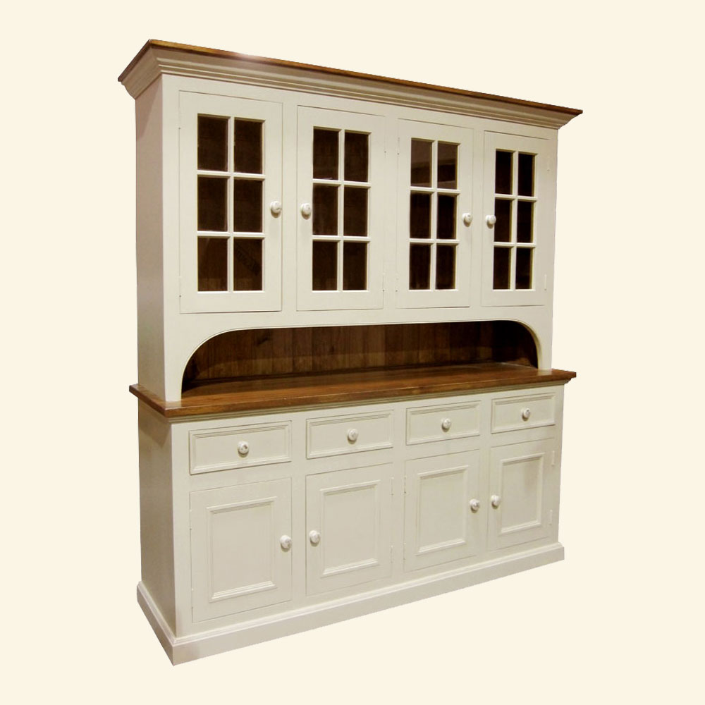 French Country 4 Door Open Cupboard painted White