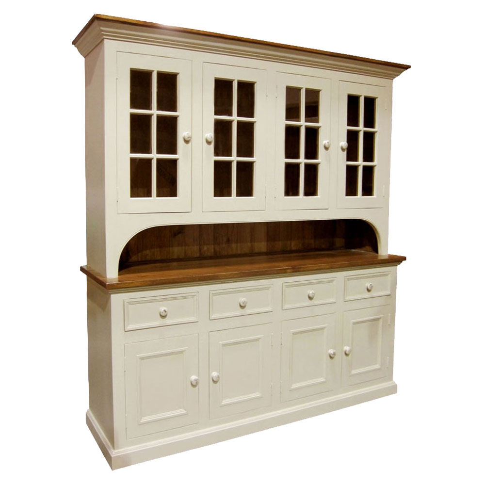 French Country 4 Door Open Cupboard painted White