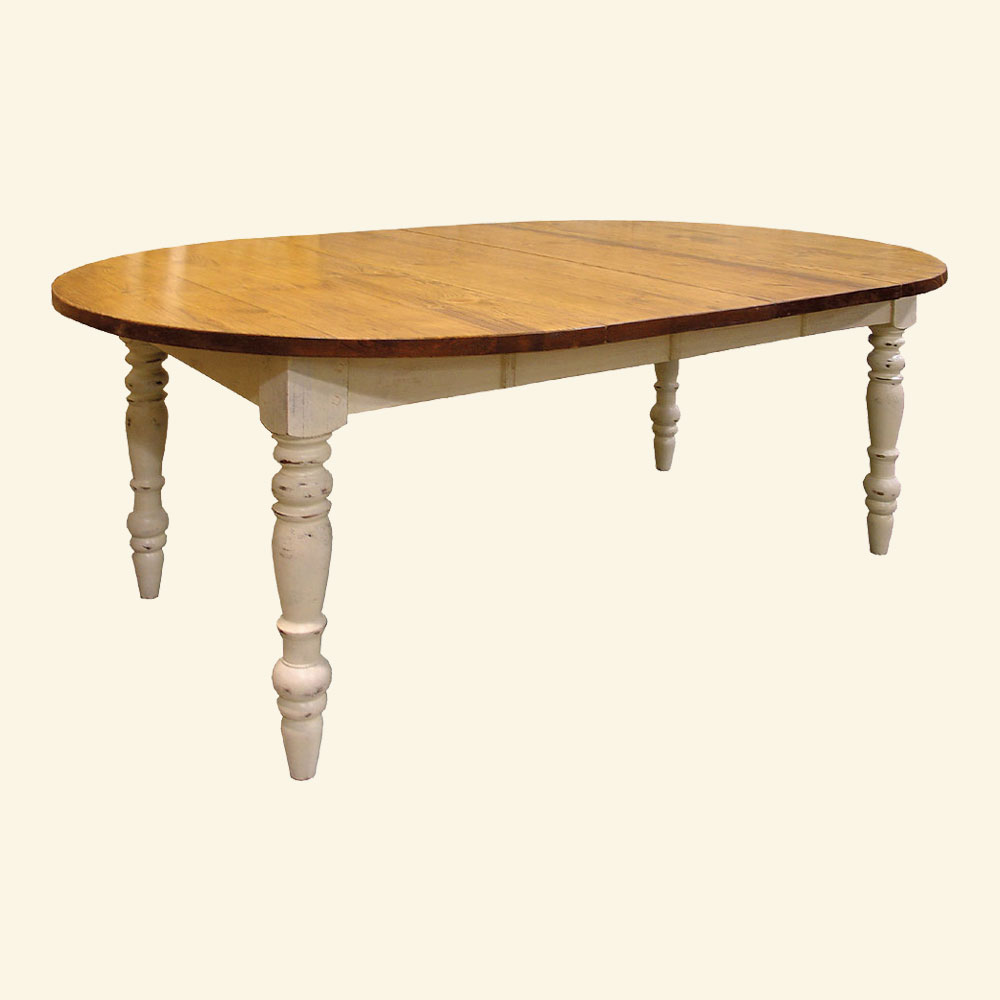 French Country 48 Round Extension Table with White Paint