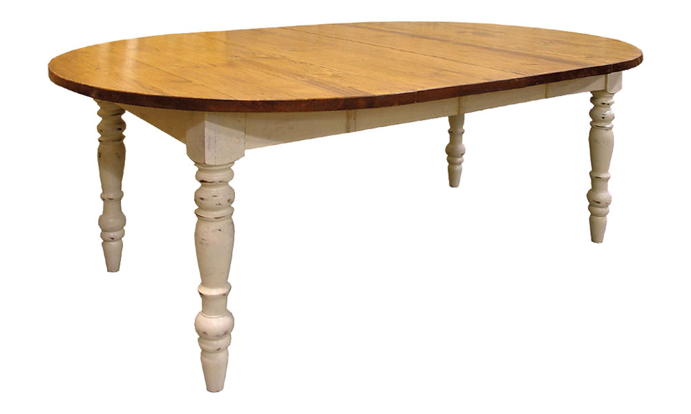 French Country 48 Round Extension Table with White Paint