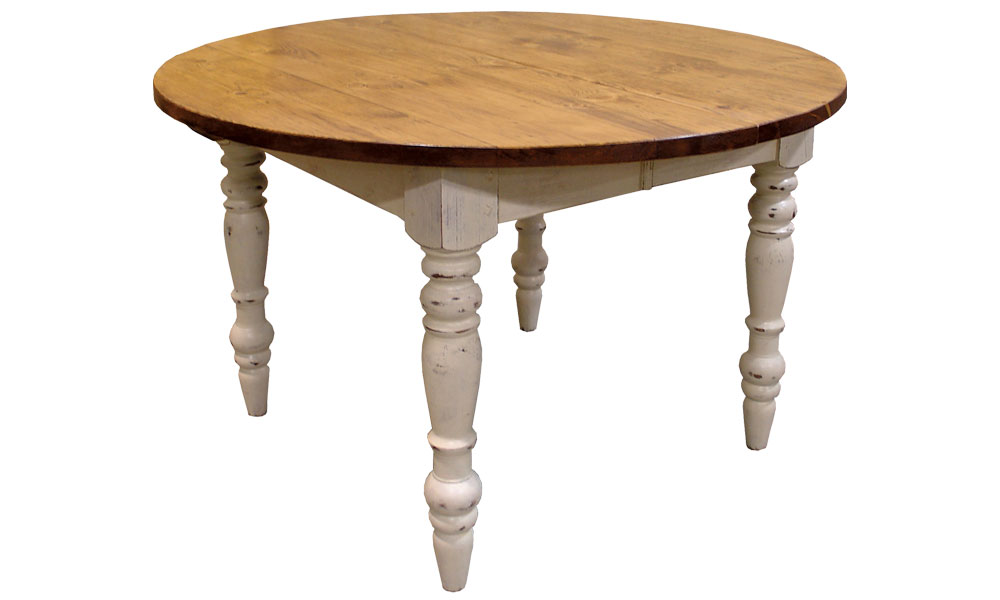 48 inch round turned leg dining table with extensions