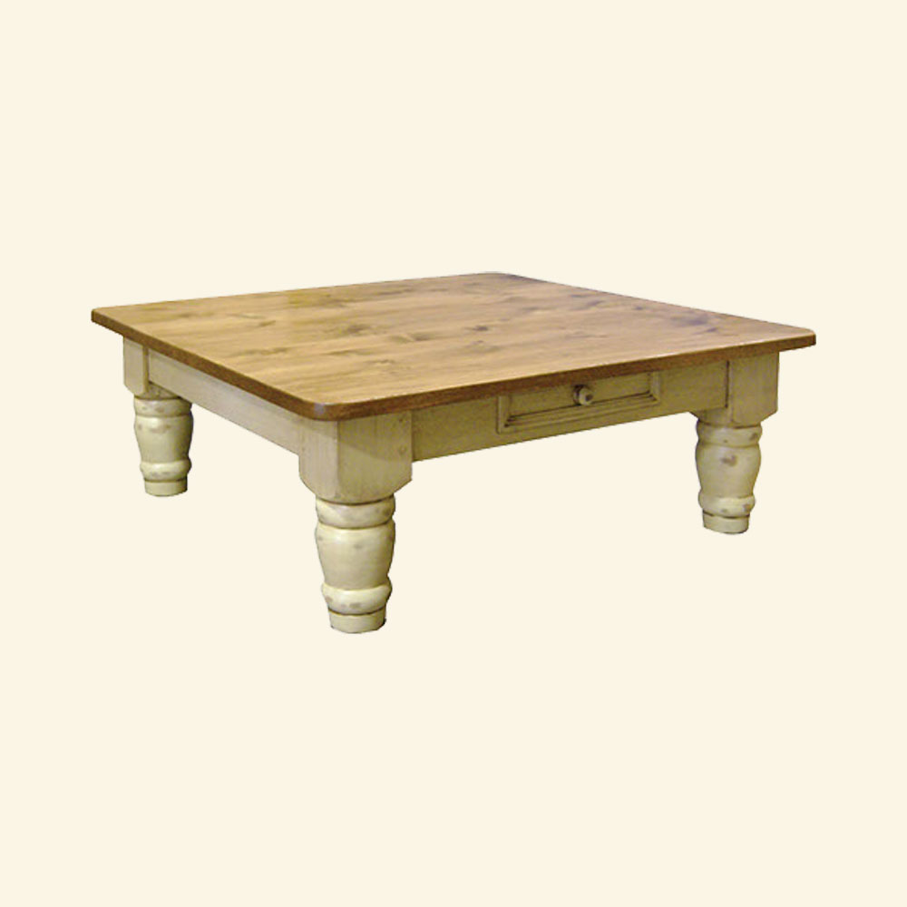 French Country 48 inch Square Coffee Table, Champlain Glaze