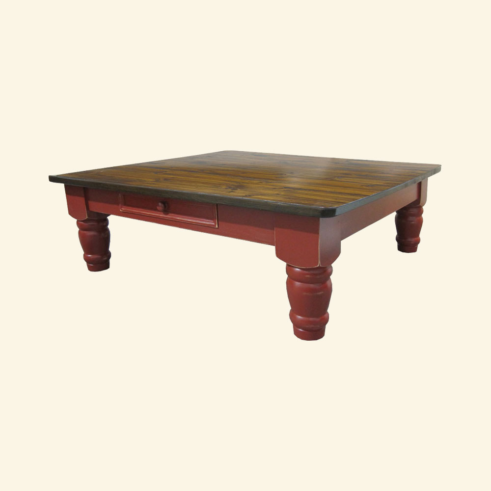 French Country 48 inch Square Coffee Table, stained