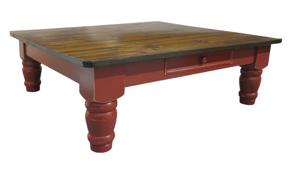 French Country 48 inch Square Coffee Table, stained