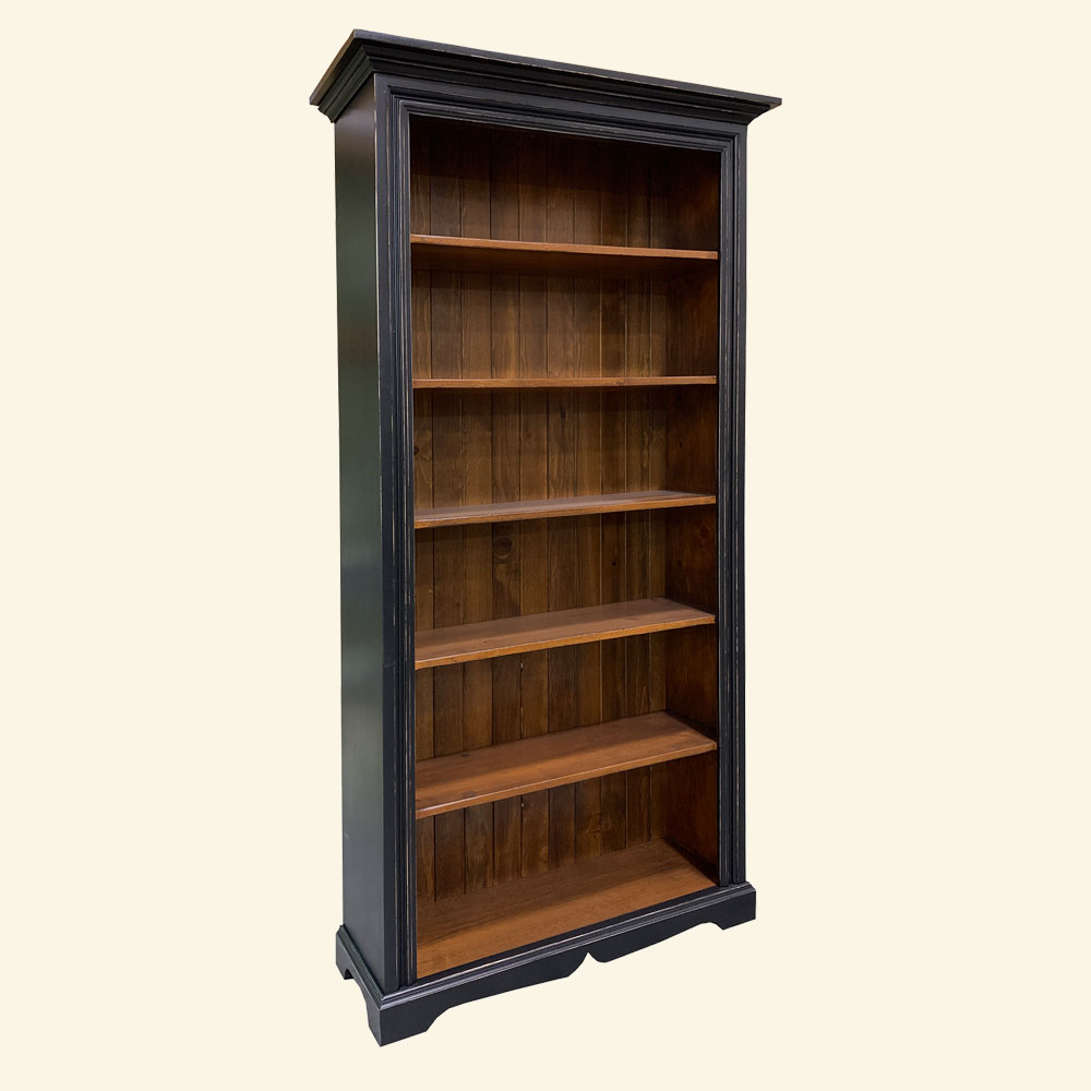French Country Seven Foot Bookcase, Black