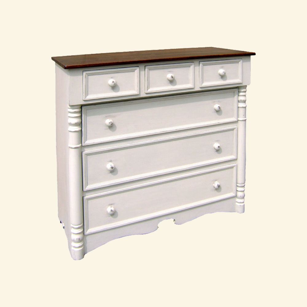 French Country Bonnet Chest Dresser, painted