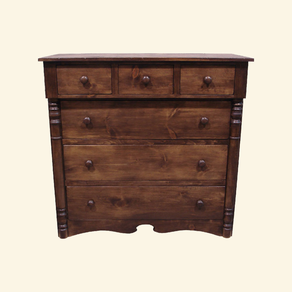 French Country Bonnet Chest Dresser, stained