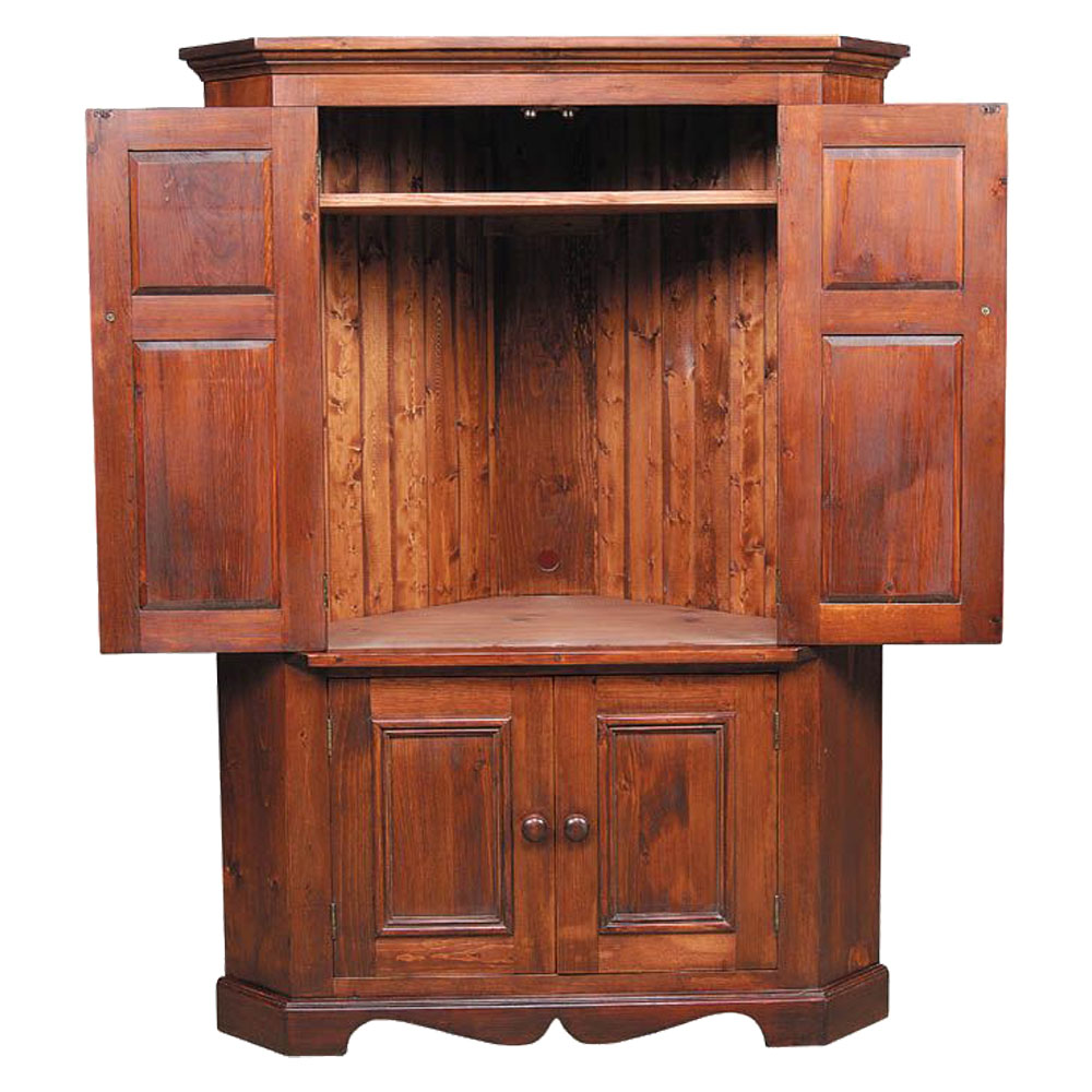 French Country Corner TV Armoire, Open Doors