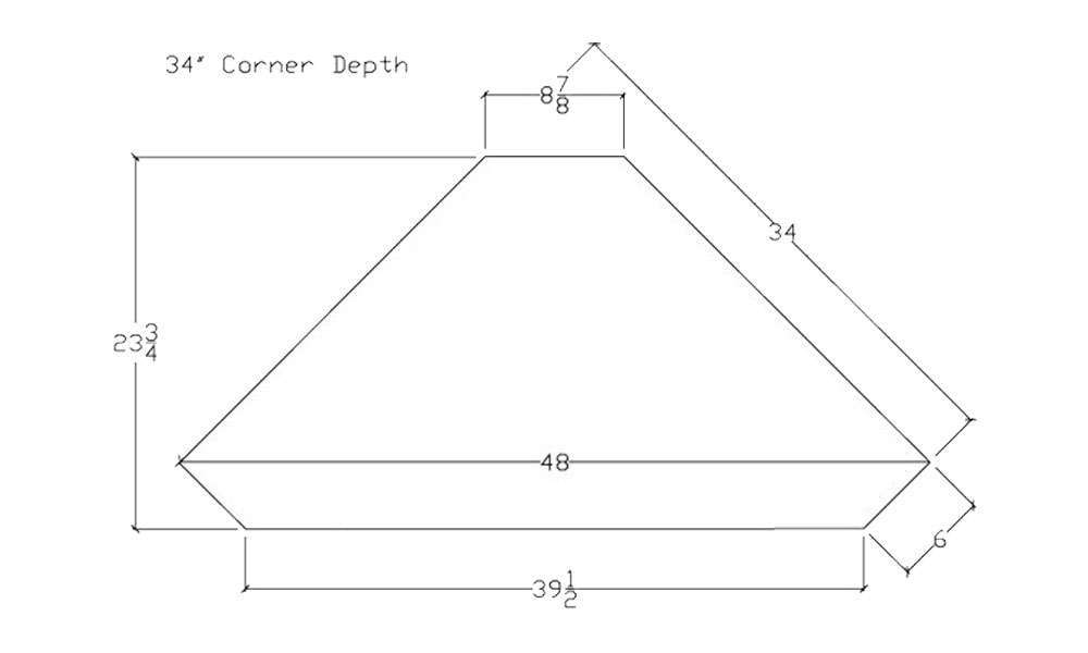 French Country Corner TV Stand, Measurements