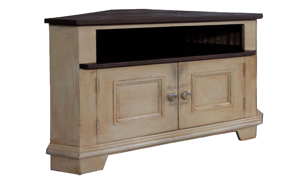 French Country Corner TV Stand, Millstone Glaze