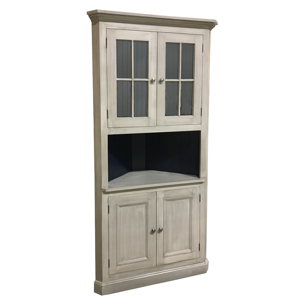 French Country Cottage Corner Cupboard stained