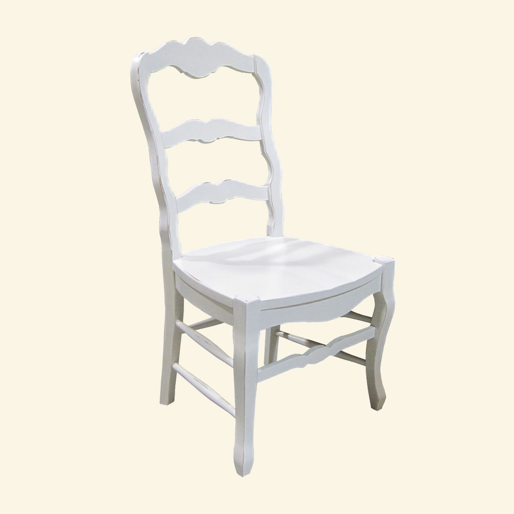 Country French Ladderback Side Chair, Sturbridge White Paint
