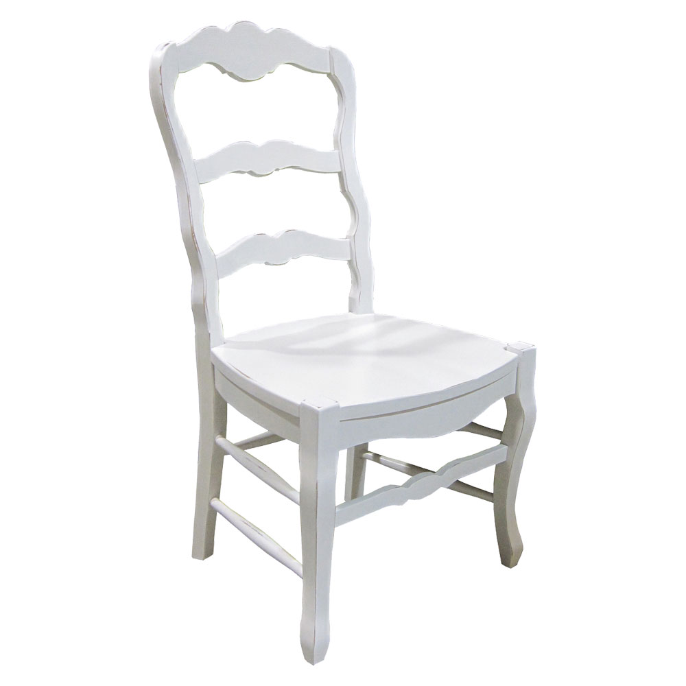 Country French Ladderback Side Chair, Sturbridge White Paint