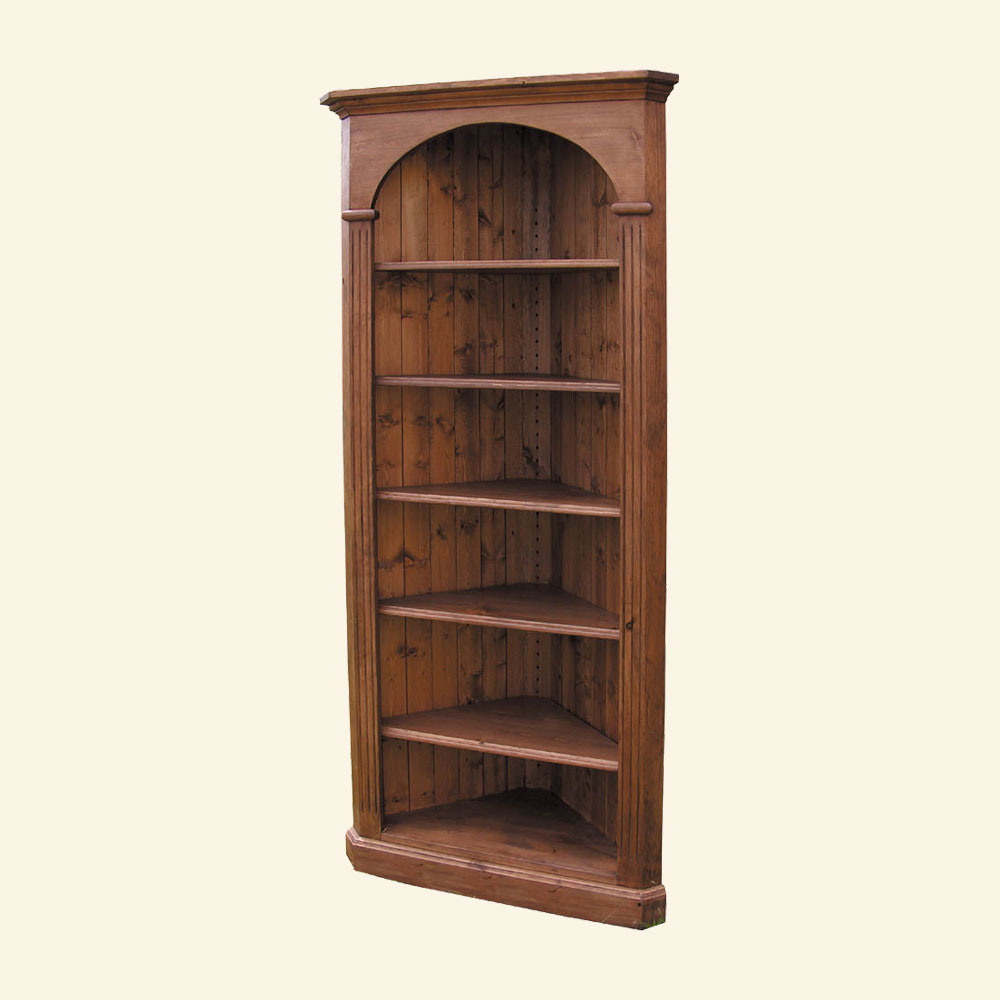 French Country Domed Corner Bookcase, Tuscan Corner Bookcase