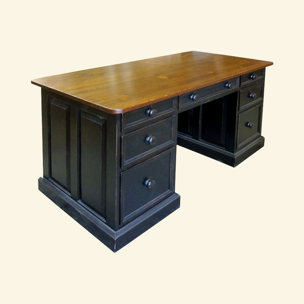 French Country Executive Desk, Black
