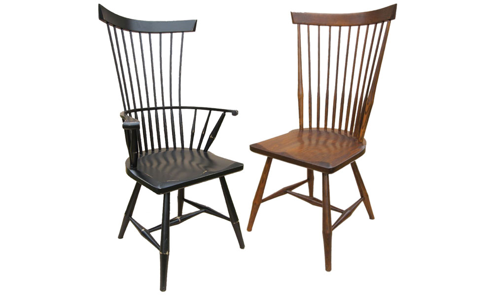 French Country Fan Back Side Chair and Arm Chair