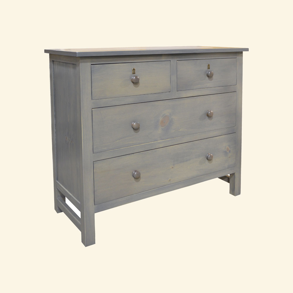 French Country Farmhouse Four Drawer Dresser, stained