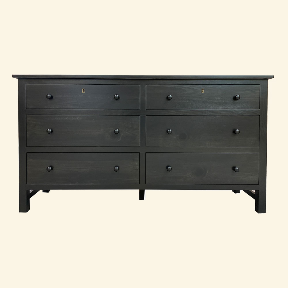 French Country Farmhouse Six Drawer Dresser, stained