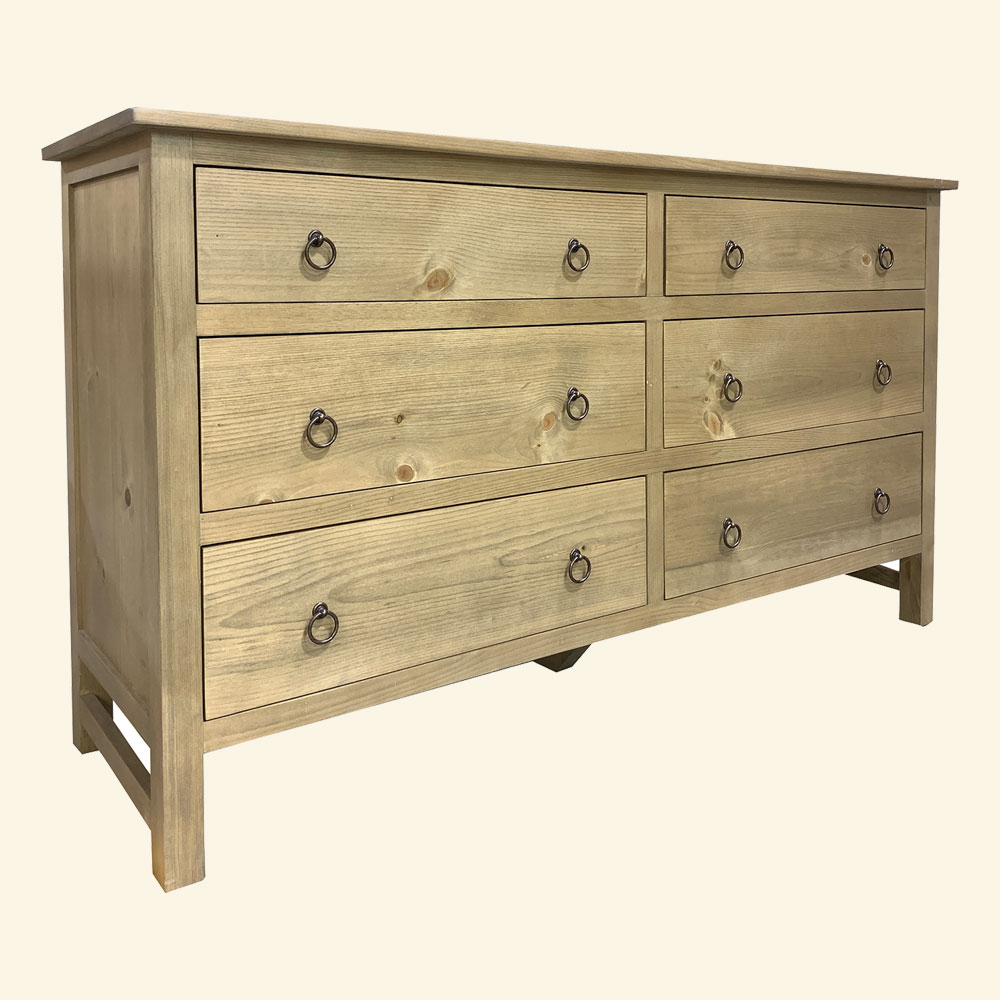 French Country Farmhouse Six Drawer Dresser