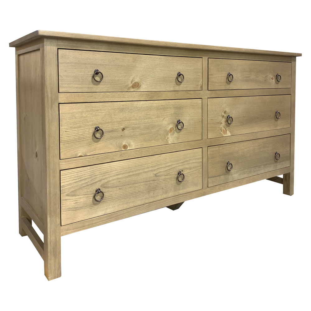 French Country Farmhouse Six Drawer Dresser