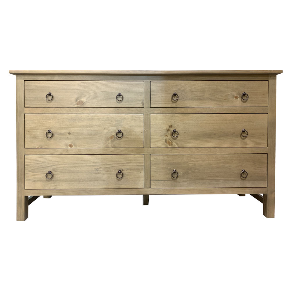 French Country Farmhouse Six Drawer Dresser