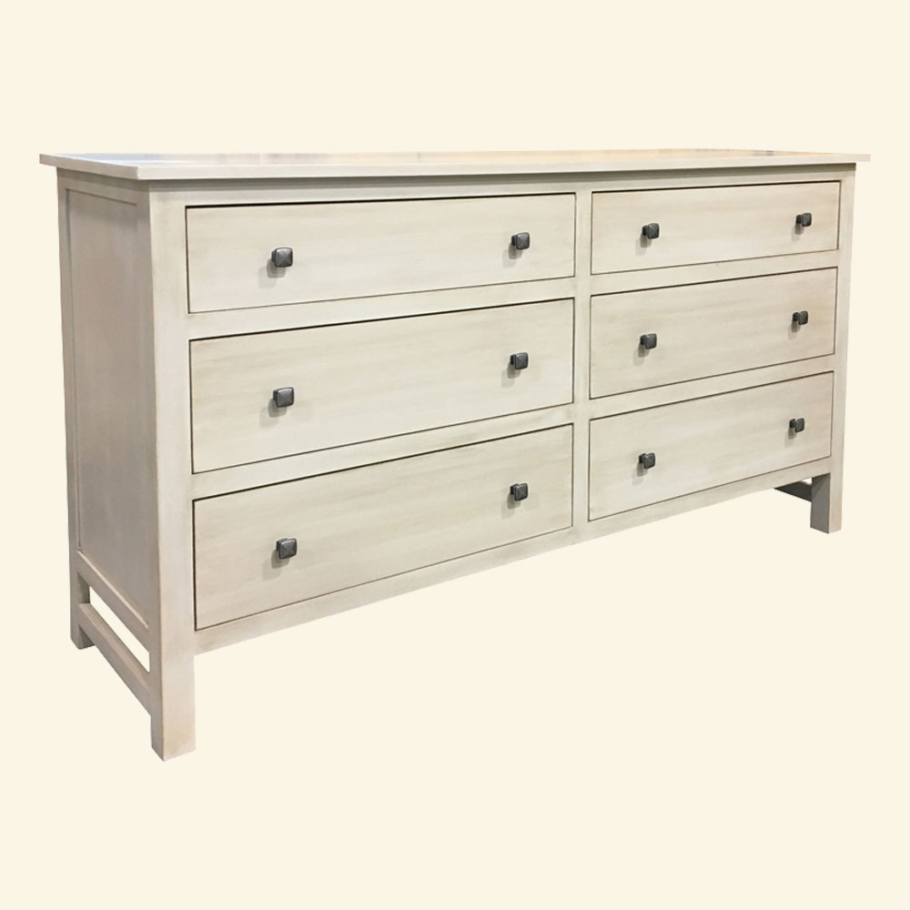 French Country Farmhouse Six Drawer Dresser, stained