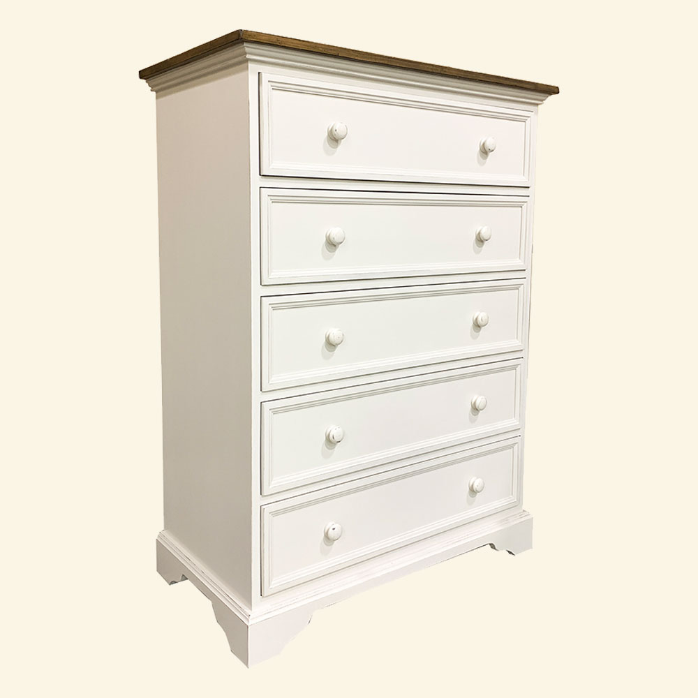 French Country Five Drawer Tall Dresser