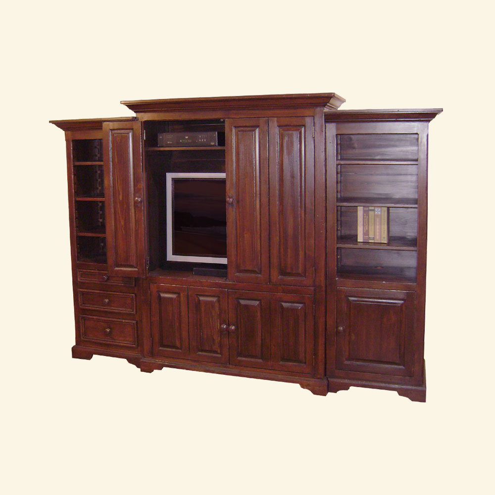 French Country Flat Screen Entertainment Center, stained Black Cherry