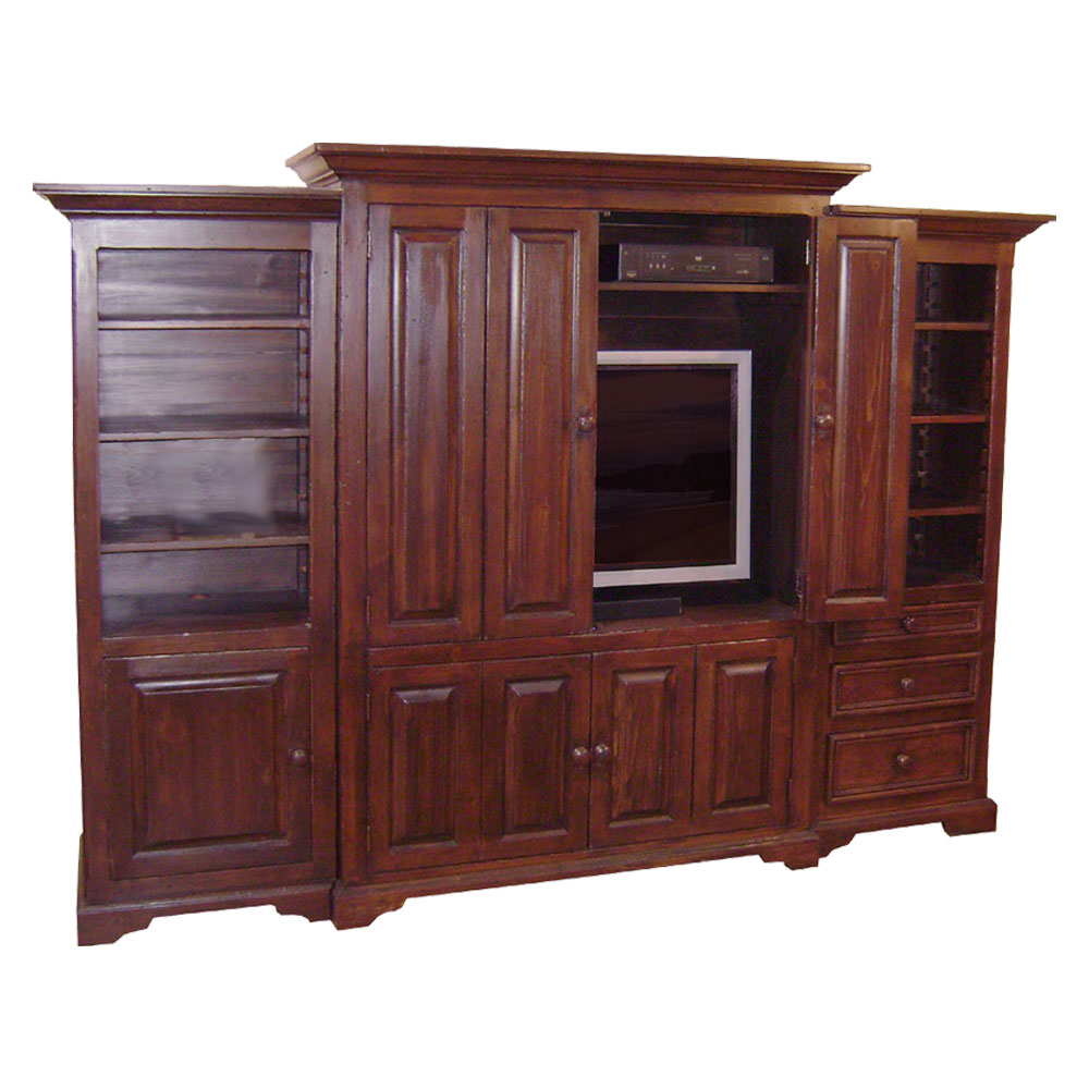 French Country Flat Screen Entertainment Center, stained Black Cherry