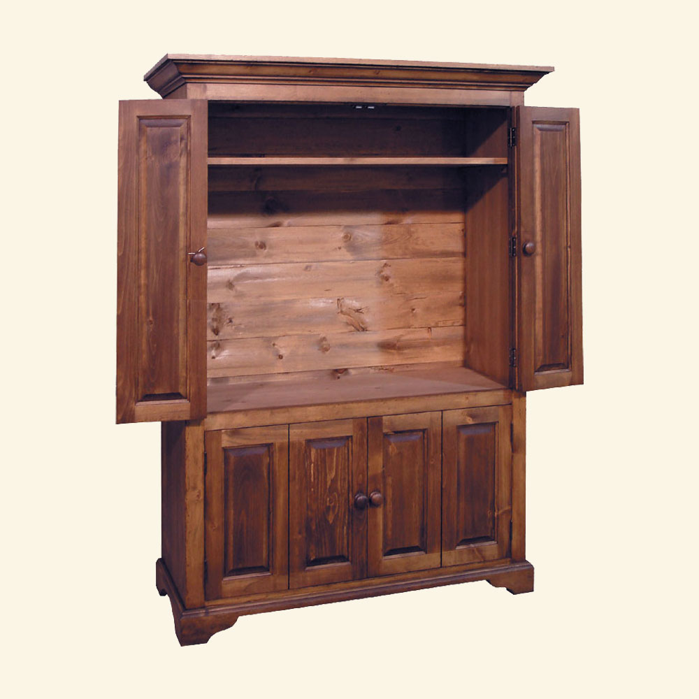 French Country Flat Screen TV Armoire, Open Doors