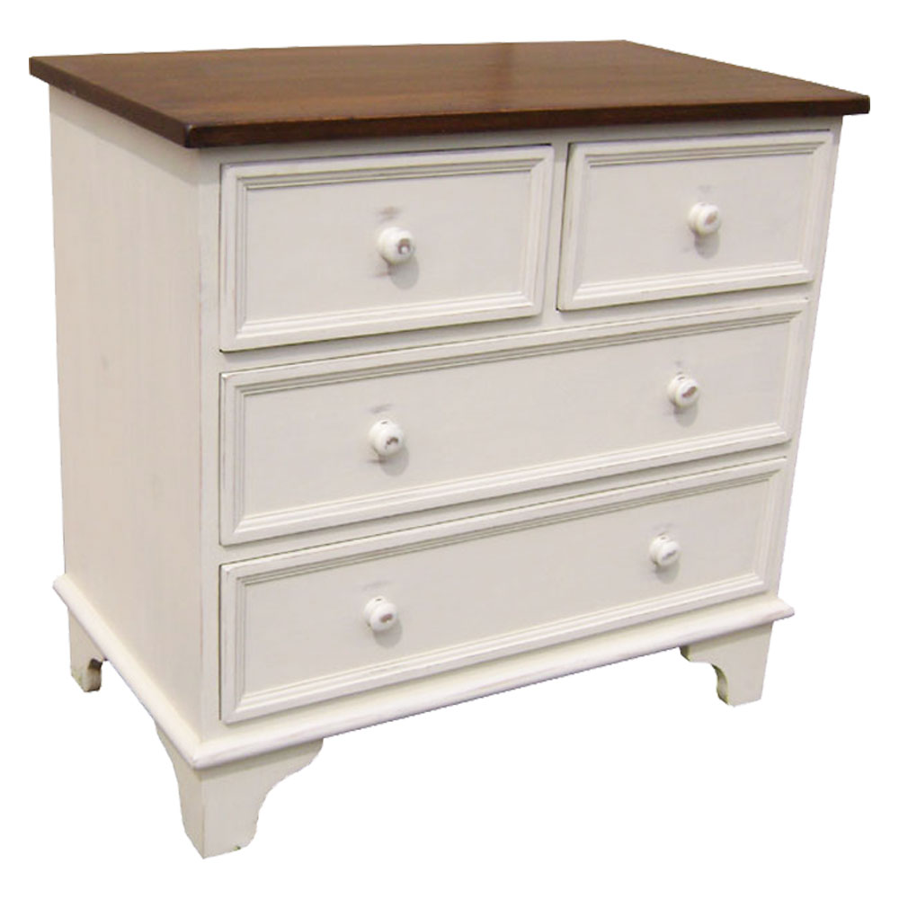 French Country Four Drawer Dresser, painted White