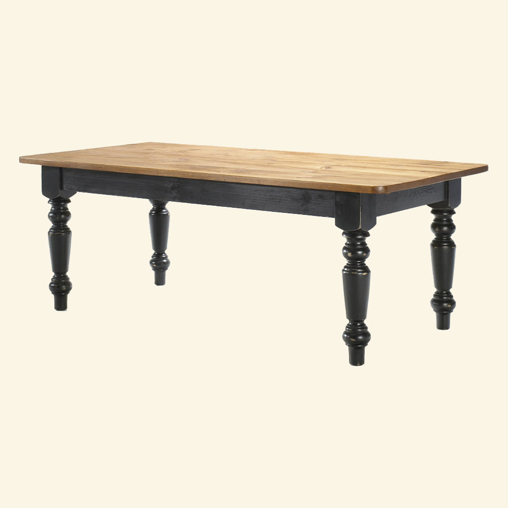 French Country Farm Table in Black Milk Paint